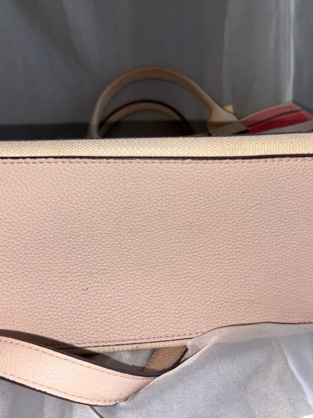 Kate Spade Satchel Striped Woven Canvas Leather Crossbody Medium